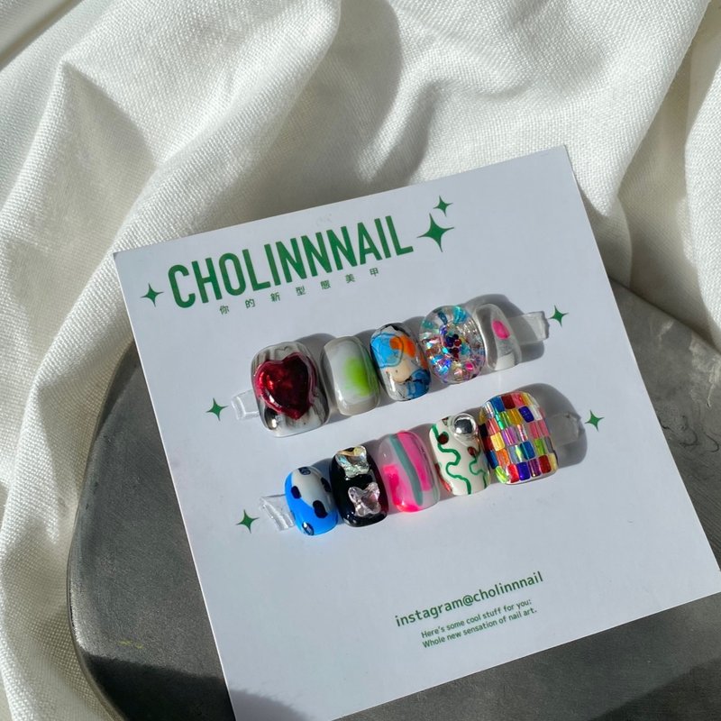 K47- 定制化手作穿戴式美甲片 - 其他 - 其他材质 银色