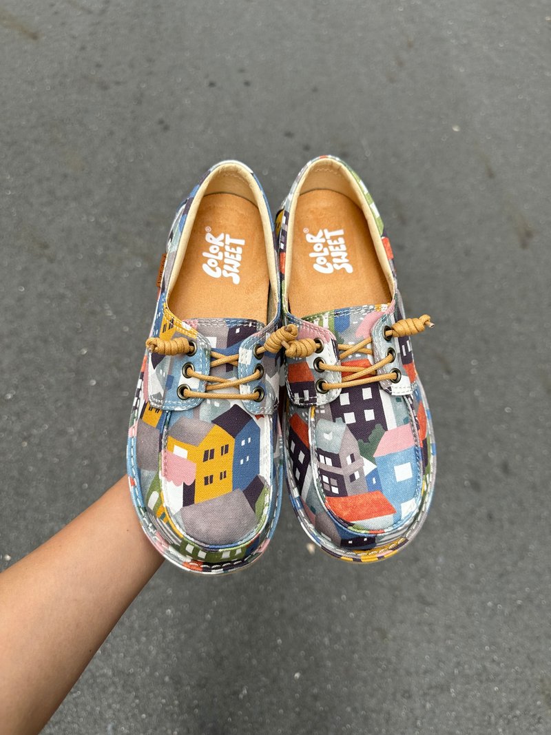 经典系列-房子 - 女款休闲鞋 - 棉．麻 白色