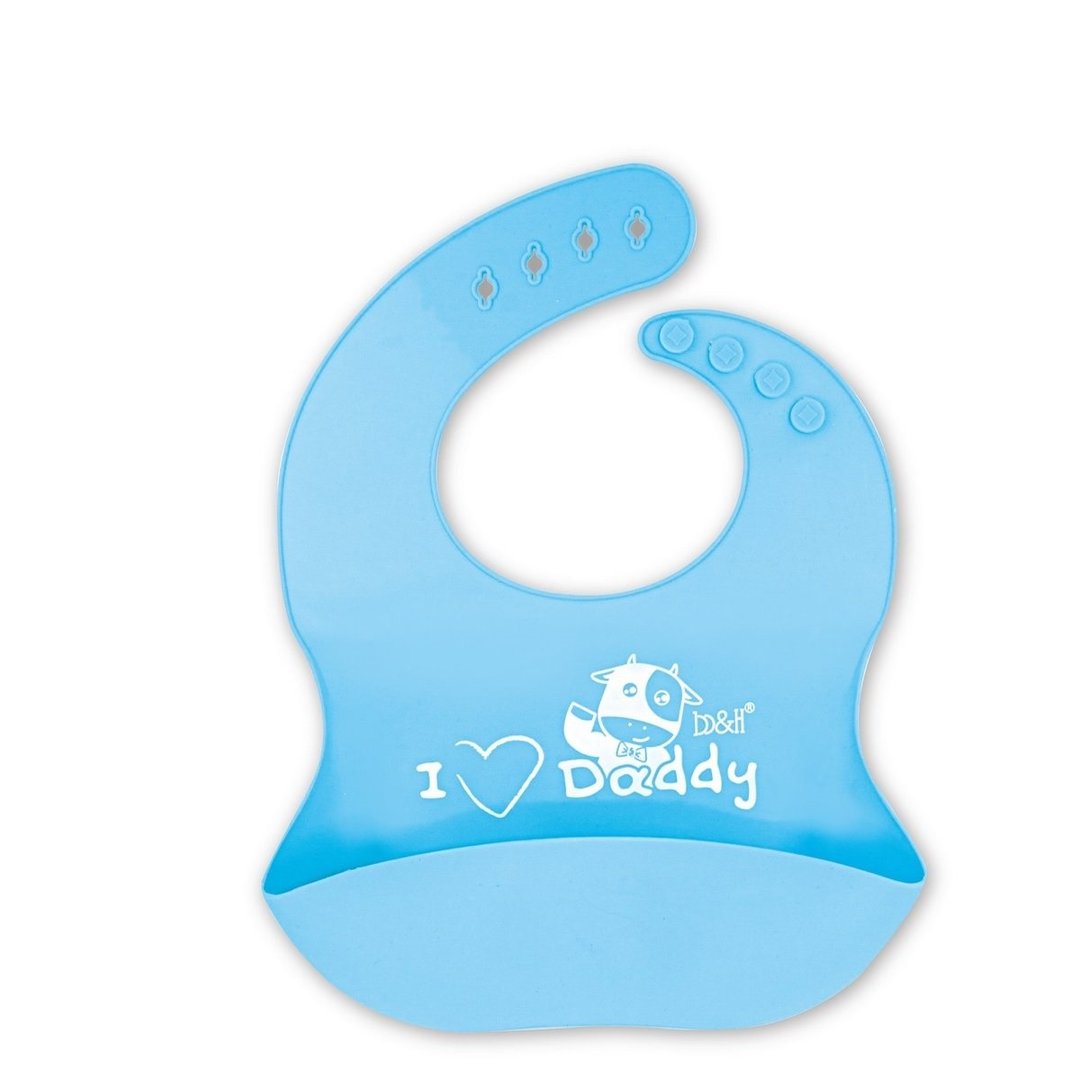 b&h 便携式儿童硅胶围兜 - 蓝色 (I Love Daddy) - 围嘴/口水巾 - 硅胶 蓝色