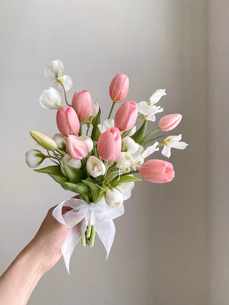 【人造花】粉色郁金香香豌豆人造花韩式捧花 - 其他 - 塑料 粉红色