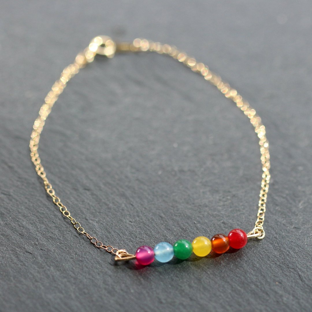 14kgf Rainbow Mix Stone Blacelet - 手链/手环 - 石头 多色
