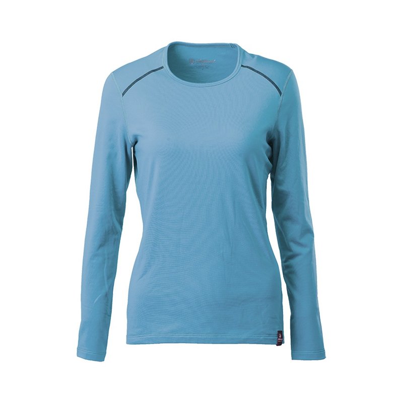 【Wildland 荒野】轻能量纤维亲肤保暖衣 女 莫兰迪蓝 W2671-141 - 女装上衣 - 聚酯纤维 蓝色