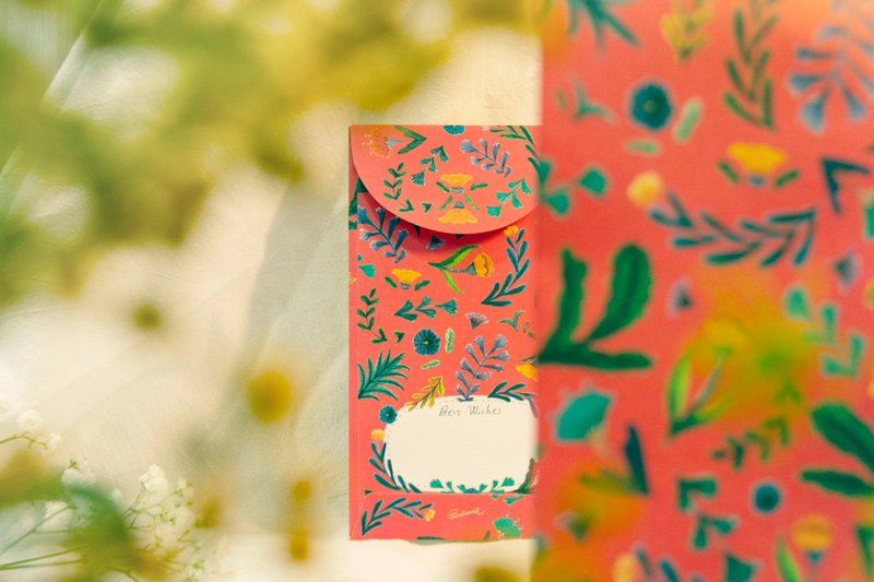 Best Wish 花草红包袋 | 婚宴 | 过年 | 插画 | 7入组 - 红包/春联 - 纸 红色