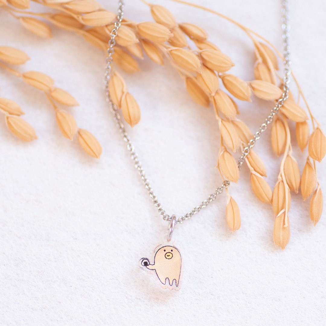 Rice ball necklace _ Tako-san Wiener - 项链 - 压克力 橘色