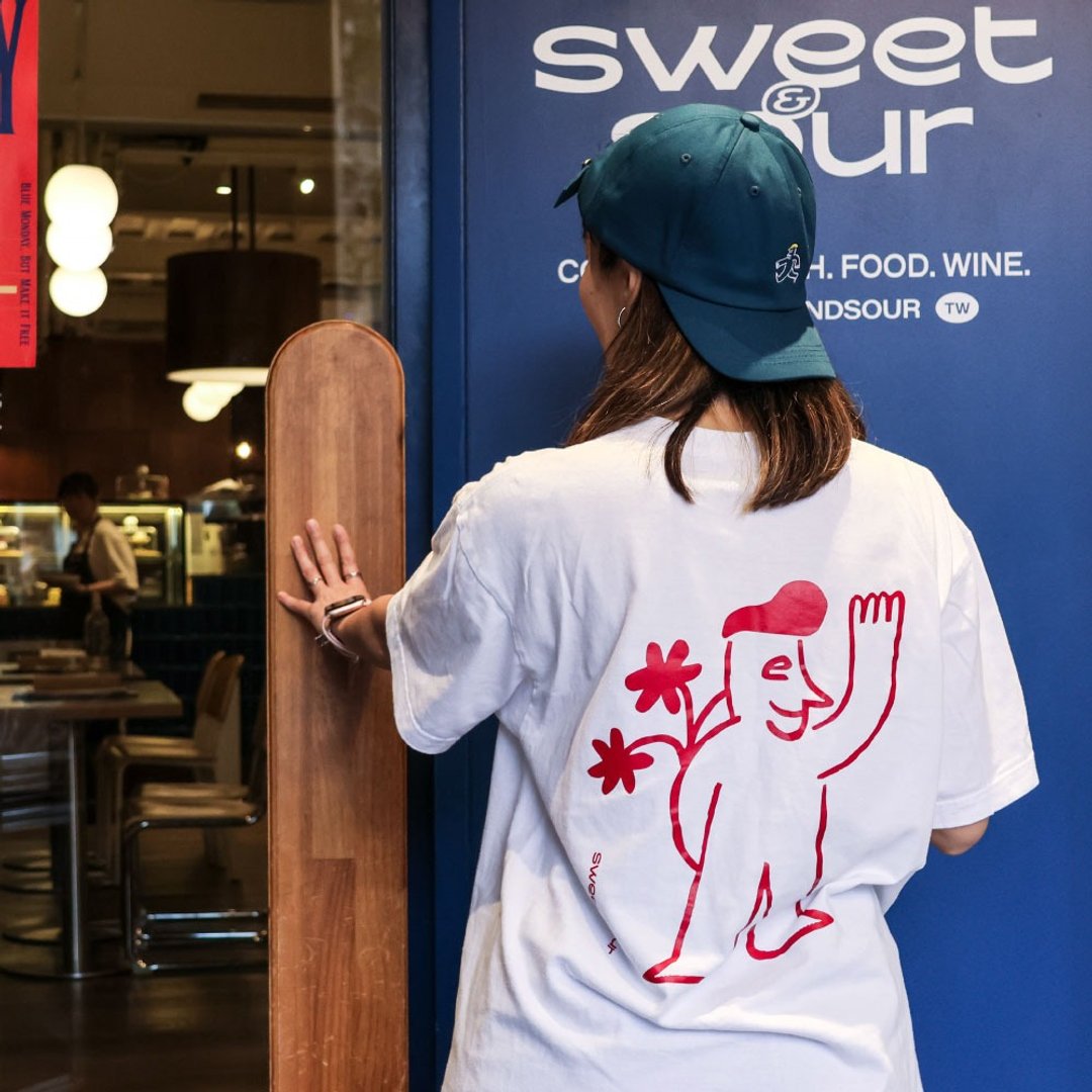 Sweet & Sour | 中性短袖 T 恤上衣 - 猫王先生 - 男装上衣/T 恤 - 棉．麻 白色