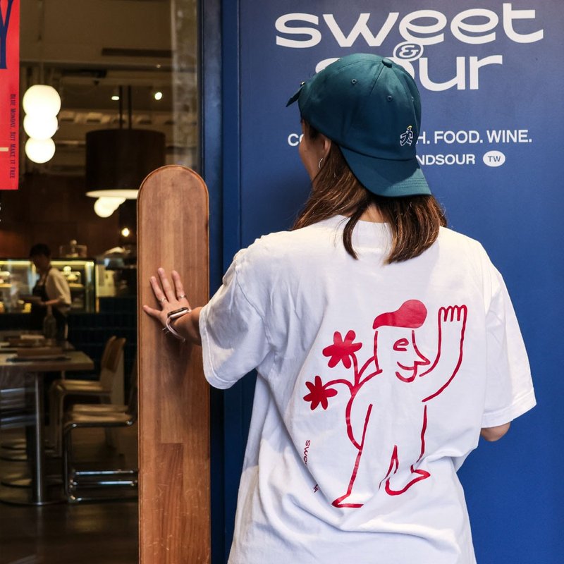 Sweet & Sour | 中性短袖 T 恤上衣 - 猫王先生 - 男装上衣/T 恤 - 棉．麻 白色