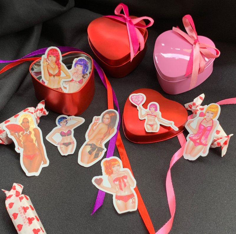 【颗粒雷射贴纸】十二星座甜蜜蜜情人节贴纸 - 贴纸 - 纸 