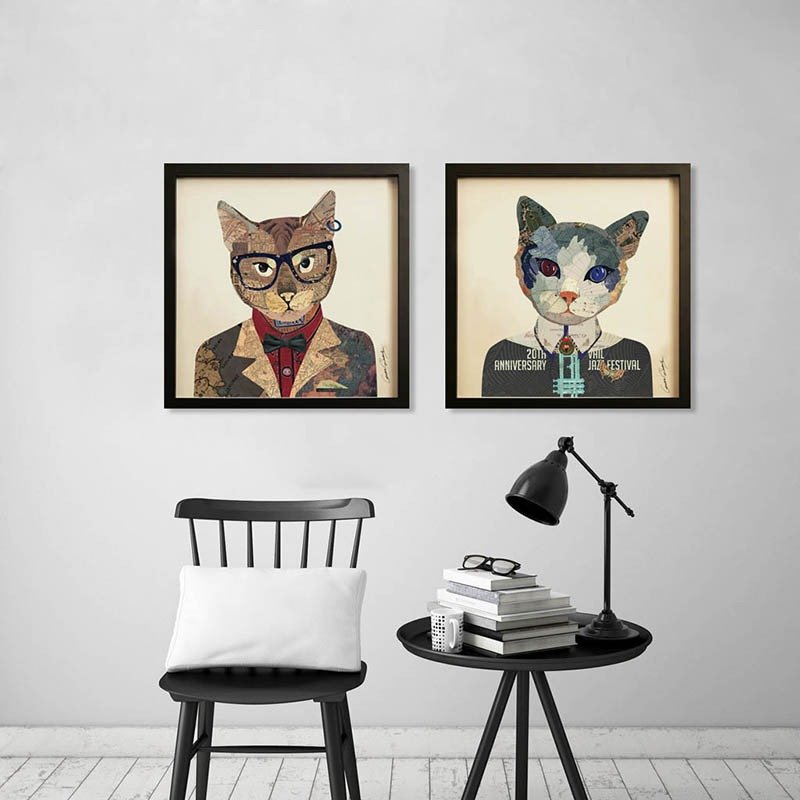 异见定制家居装饰画-猫先生和猫女士 - 海报/装饰画/版画 - 纸 黑色