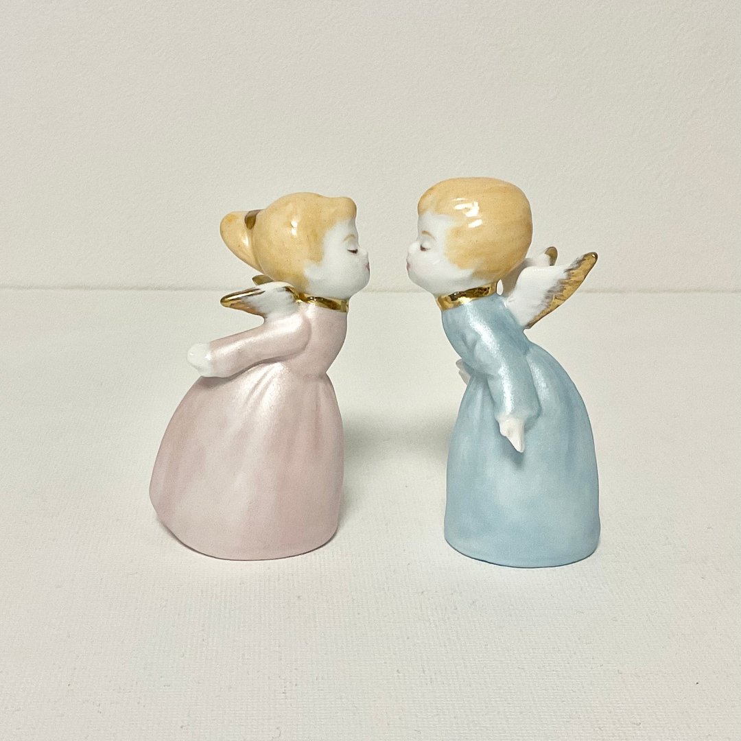 Pair of kissing angels - 玩偶/公仔 - 瓷 粉红色