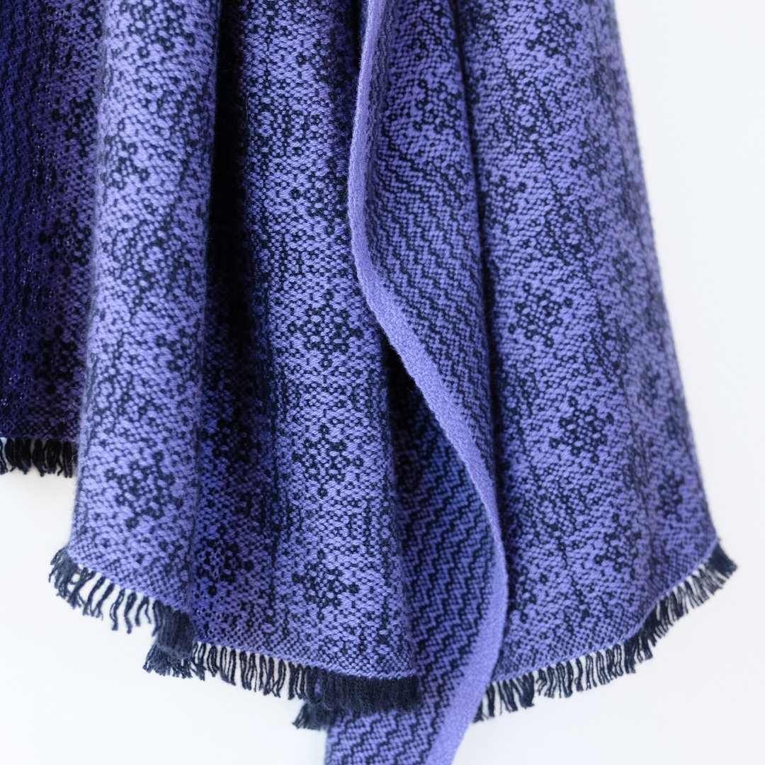 Cashmere 手工编织 100% 喀什米尔羊绒披肩【澪华06】 - 围巾/披肩 - 羊毛 蓝色