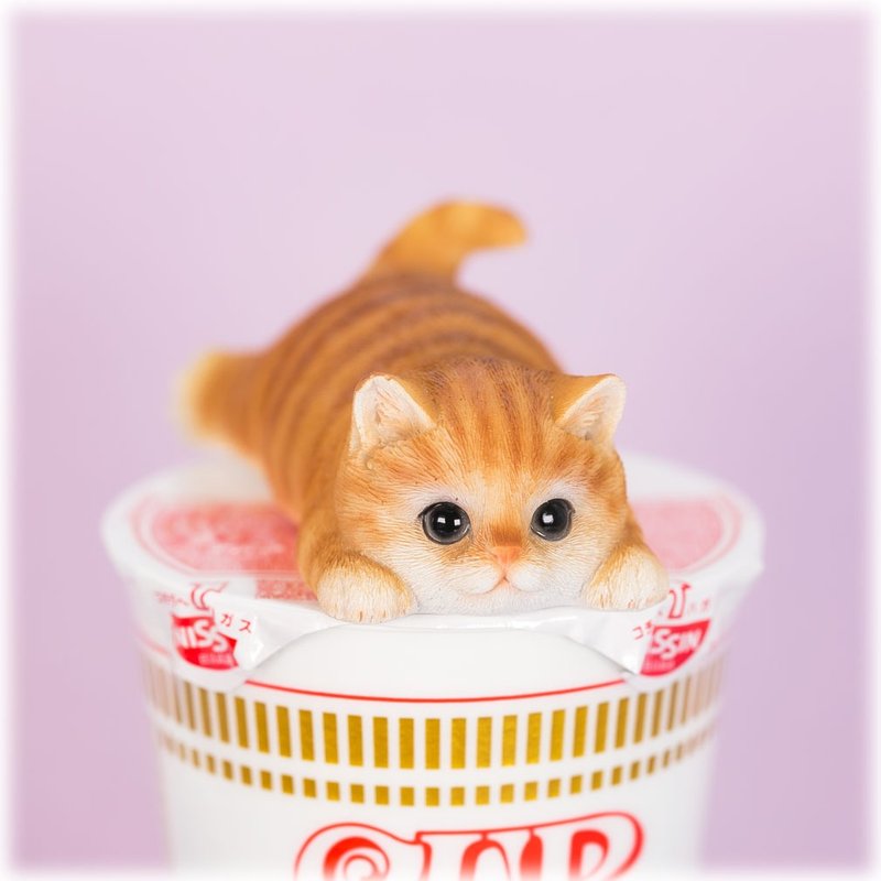 Devalier ca216y [正品] 猫咪雕像 棕色虎斑猫杯拉面磁铁树脂礼物 可爱生日礼物 - 摆饰 - 树脂 咖啡色