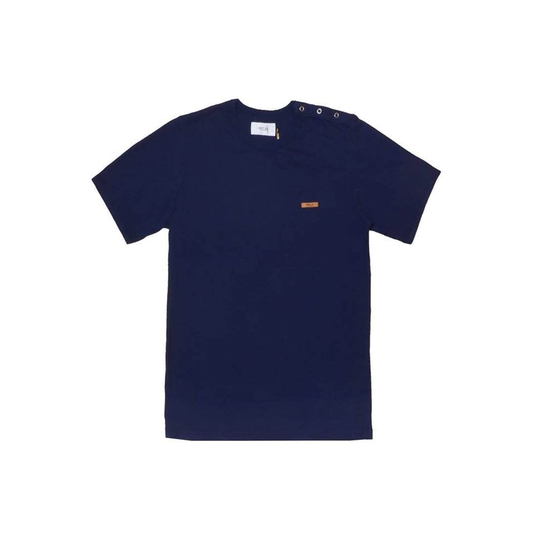 oqLiq - one way 开肩素面T-shirts(蓝色棉质) - 男装上衣/T 恤 - 棉 蓝色