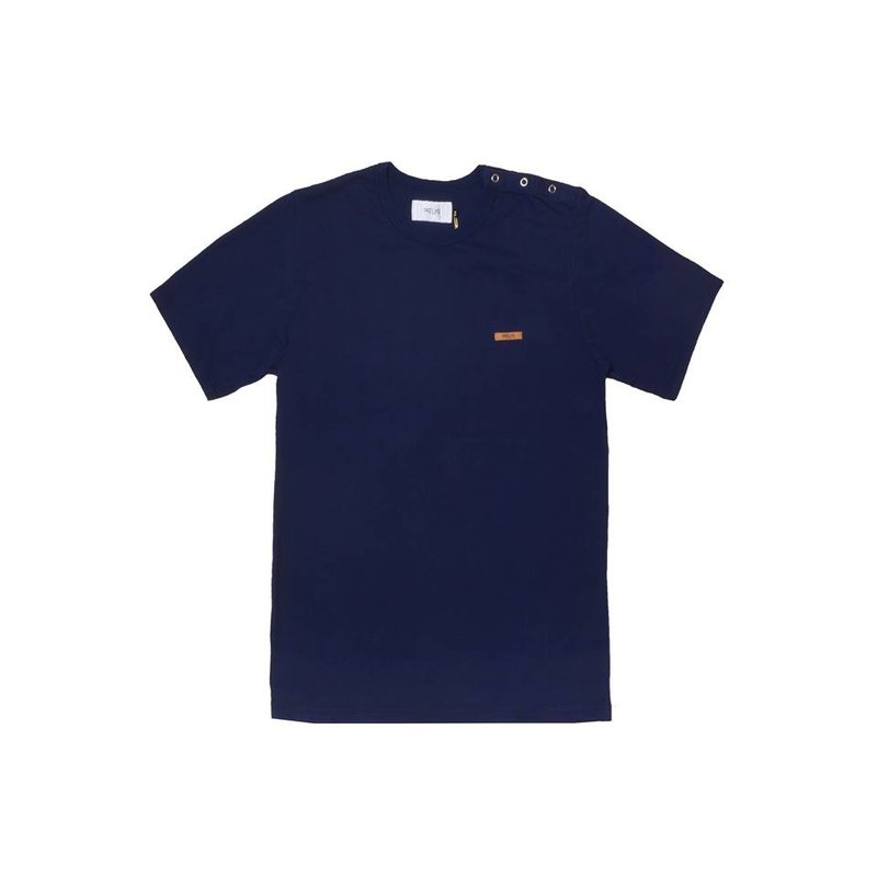 oqLiq - one way 开肩素面T-shirts(蓝色棉质) - 男装上衣/T 恤 - 棉．麻 蓝色