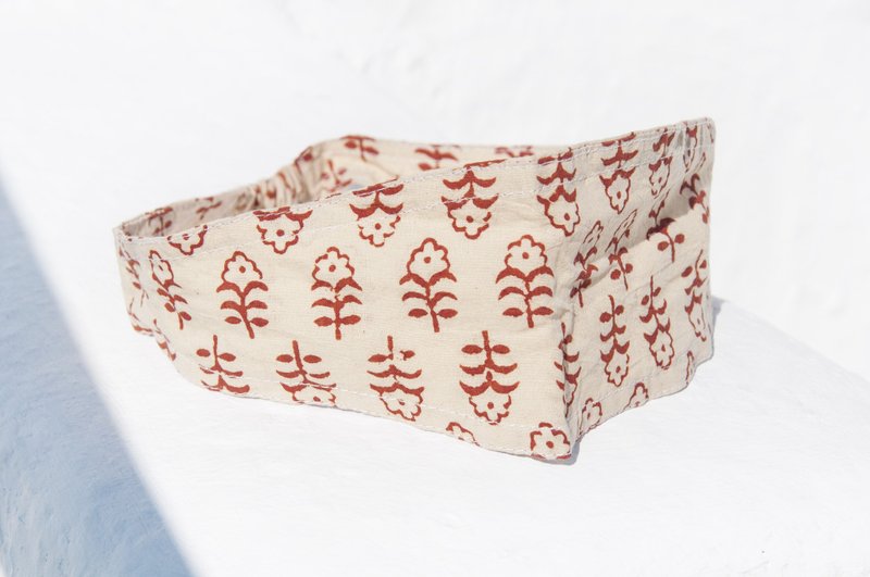 情人节礼物 生日礼物 新年礼物 闺蜜礼物 圣诞礼物 限量一件  棉发带/ 手工发带 / 普普风发带 / 印花发带 / 松紧发带 / 木刻印发带 - 沙漠里的花朵 - 发饰 - 棉．麻 卡其色