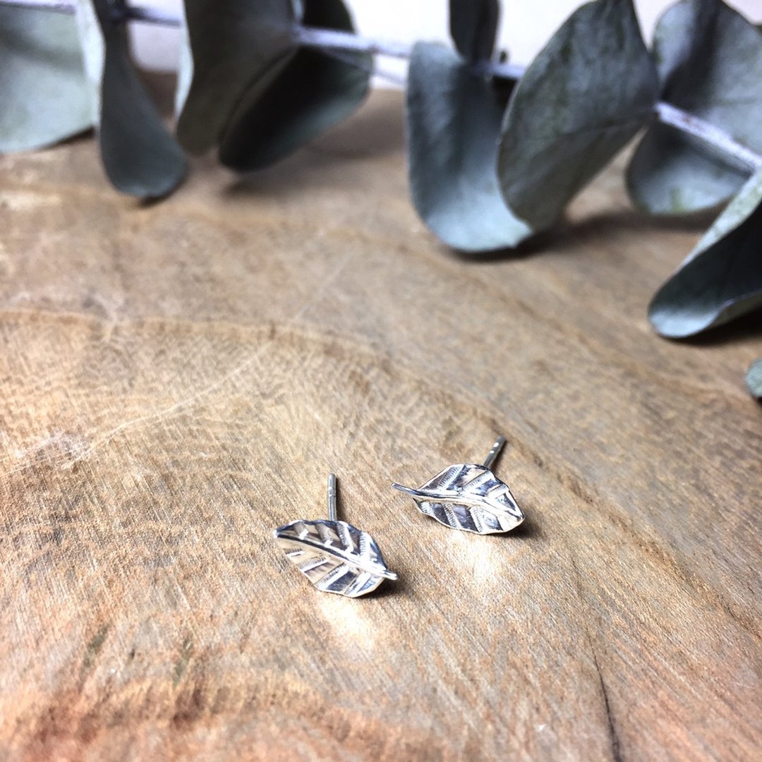 MIH 金工首饰 | 叶子 Leaf 纯银耳环 - 耳环/耳夹 - 纯银 银色