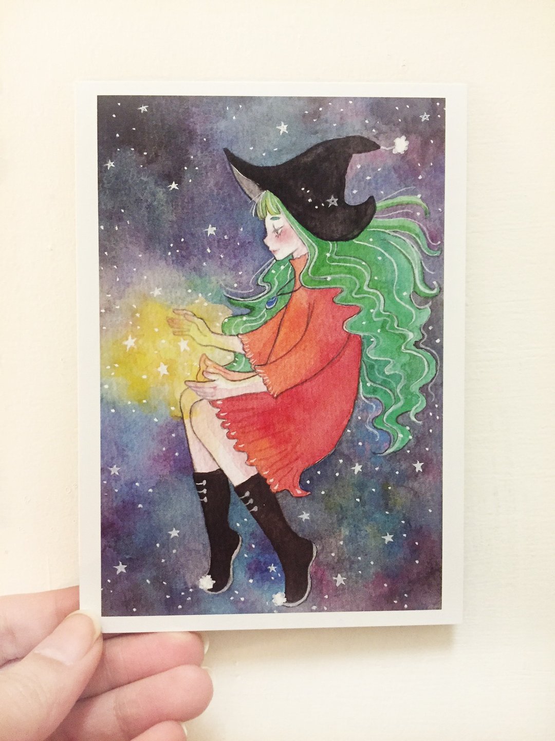 小魔女朵莉手绘水彩明信片 - 卡片/明信片 - 纸 紫色