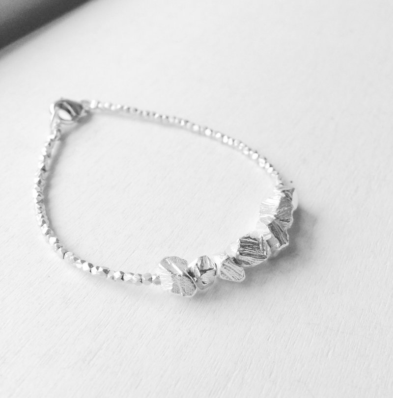 小砂石手链 Stone & Sand Bracelet 925纯银 - 手链/手环 - 其他金属 银色