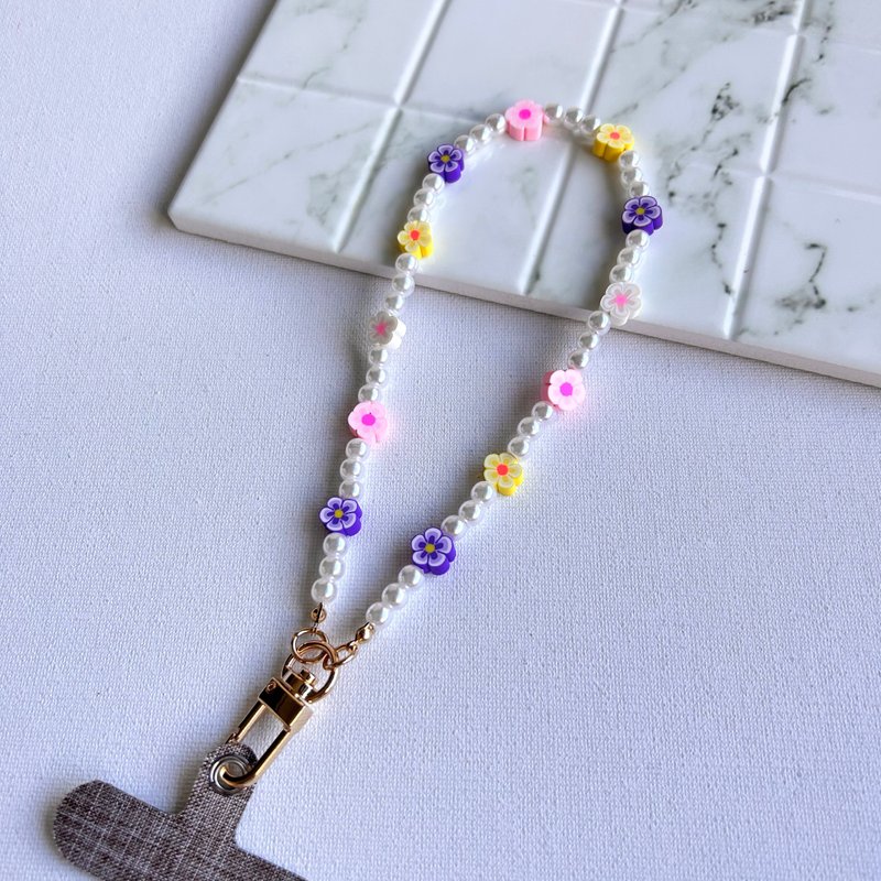 软陶花珍珠 手机短链/手机挂绳 - 手机配件 - 陶 多色