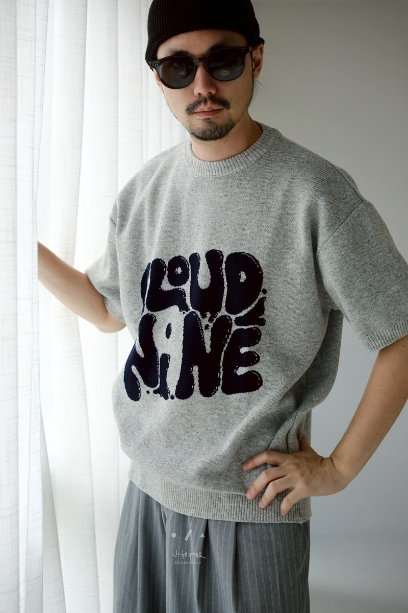 cloud nine针织短袖上衣 - 2色 - 灰 - 男装针织衫/毛衣 - 聚酯纤维 灰色