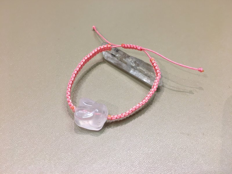 粉晶兔兔造型手绳 - 改善人缘 增加姻缘 - 手链/手环 - 水晶 