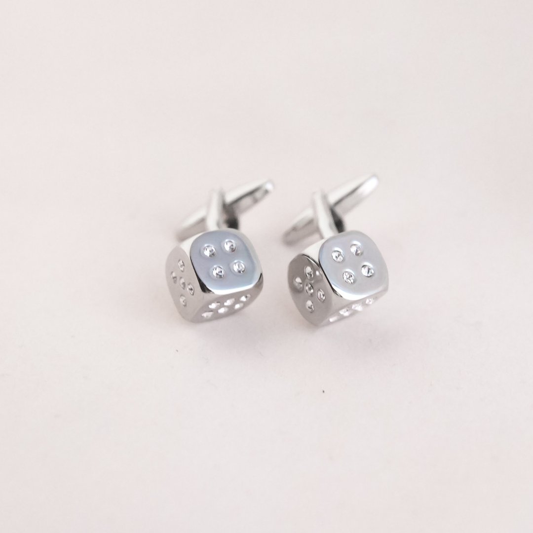 手工闪石骰子 袖扣 DICE CUFFLINK - 袖扣 - 其他金属 