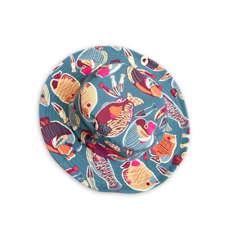 小牛村 / 雾蓝 渔夫帽 遮阳帽 大帽檐 防泼水 手工帽 热带雨 登山 - 帽子 - 棉．麻 蓝色