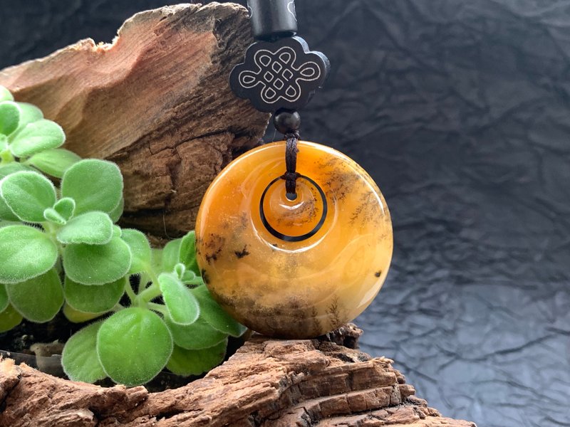 天然黄龙玉项链 黄龙玉坠 平安扣 母子平安扣 子母平安扣 - 项链 - 玉石 多色