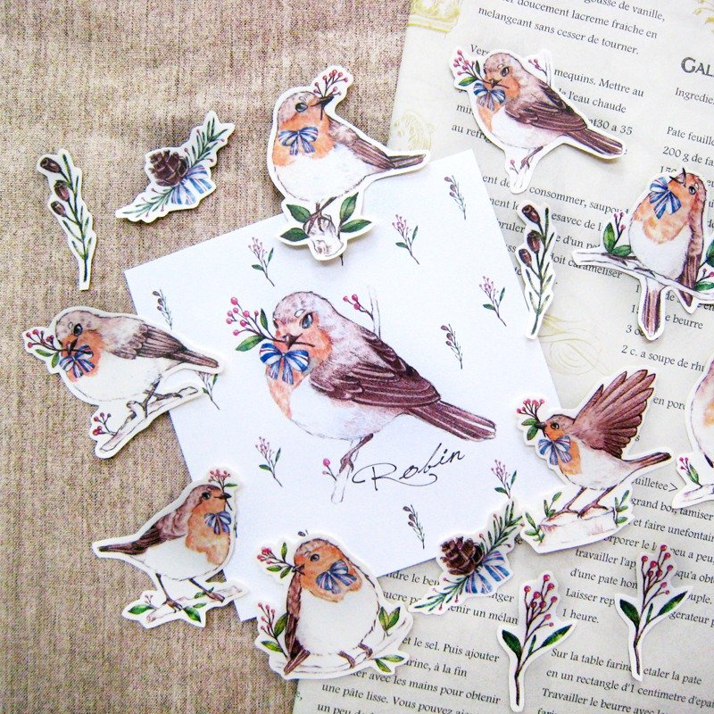 知更鸟的祝福  手剪 贴纸组 - 贴纸 - 纸 多色