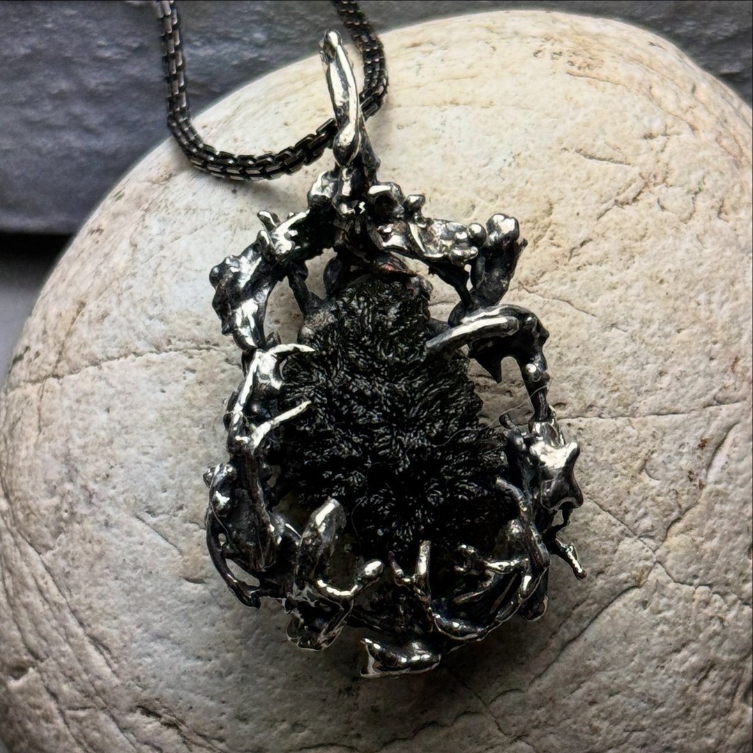 Moldavite / 捷克陨石 / 心之焰 - 项链 - 半宝石 绿色