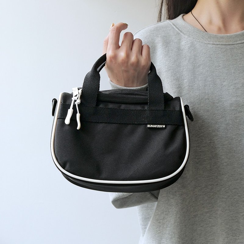 动动系列 馬鞍包斜挎包 便攜原創侧背包 通勤收纳斜挎包 晝夜黑 - 侧背包/斜挎包 - 聚酯纤维 黑色