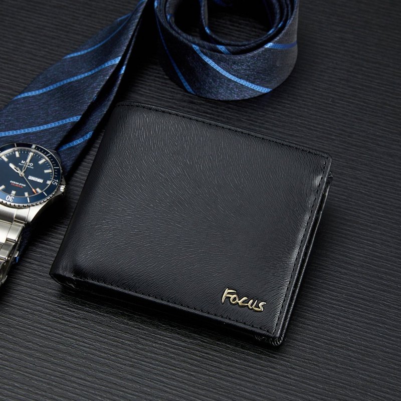 【圣诞礼物】RFID防盗真皮男短夹 / 简约4卡零钱袋男皮夹/钱包 - 皮夹/钱包 - 真皮 