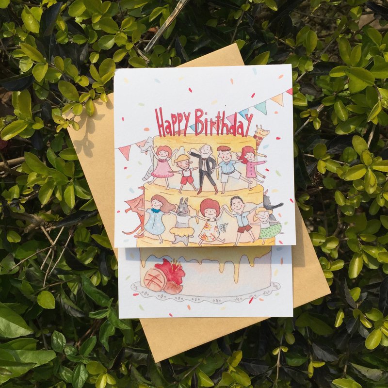 跳吧!蛋糕 / 生日卡 / 卡片 - 卡片/明信片 - 纸 橘色