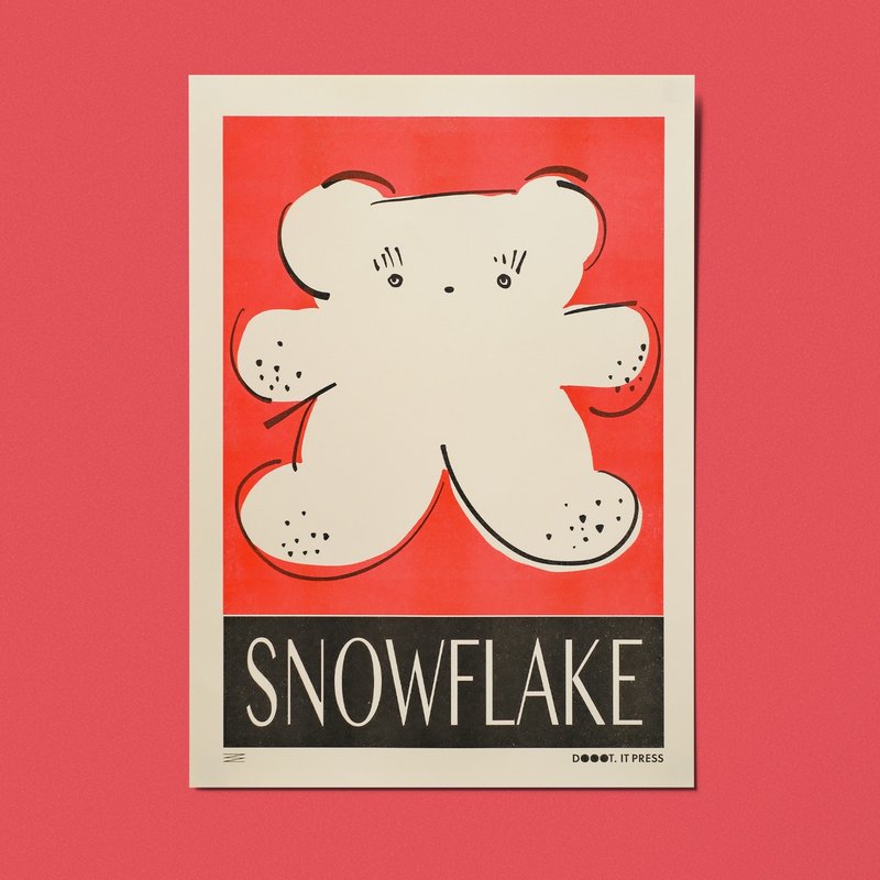 \ 早安雪花 / 圣诞雪花版 RISO印刷海报 - 海报/装饰画/版画 - 纸 红色