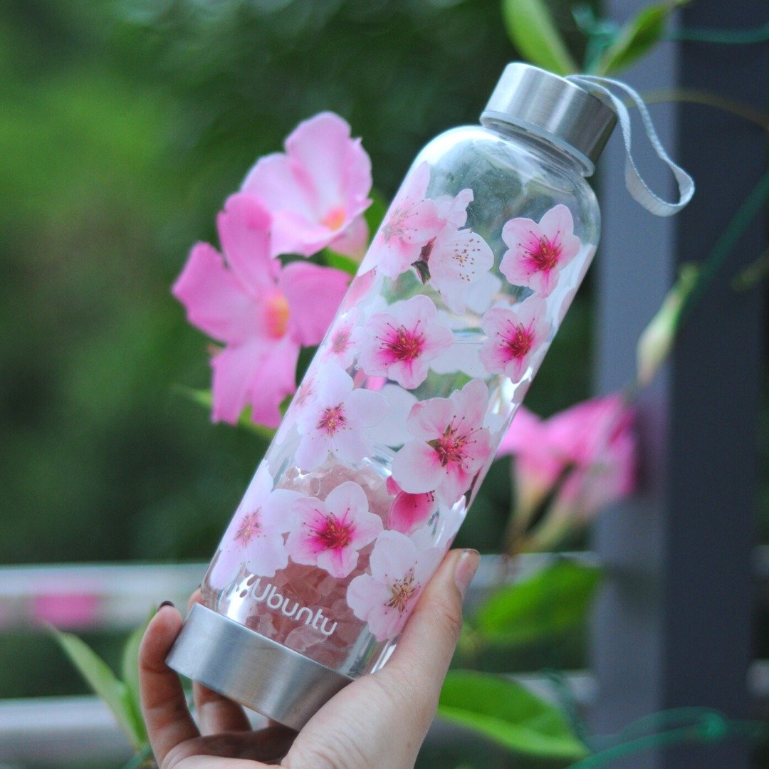 UBUNTU 水晶水瓶 | 神秘之花系列 |樱花 | 让水回到 最原始的状态 - 水瓶/水壶 - 玻璃 粉红色