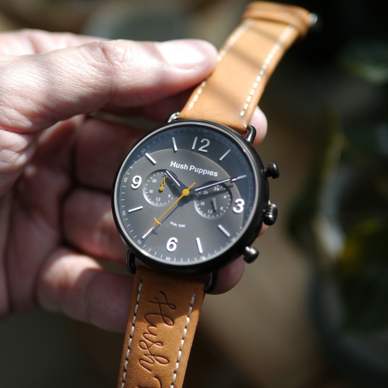 Hush Puppies 经典休闲双时区手表(HP7158)-灰 - 男表/中性表 - 不锈钢 灰色