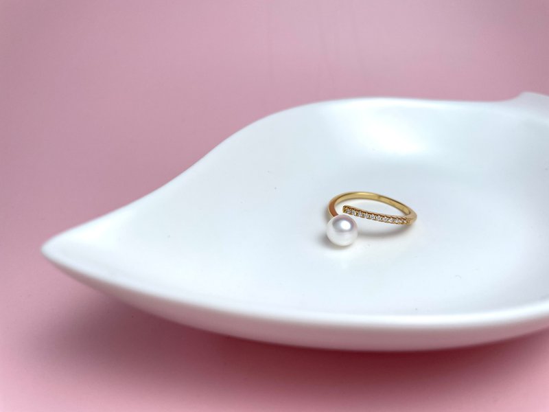 天然海水珍珠 akoya 樱花粉 S925银 买镶 戒指 - 戒指 - 珍珠 白色