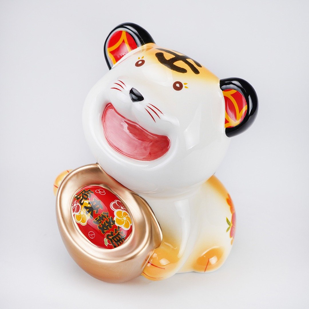 虎来钱进陶瓷扑满│2022新款上市 │新年开春活动礼│虎年纪念品 - 储蓄罐 - 瓷 多色