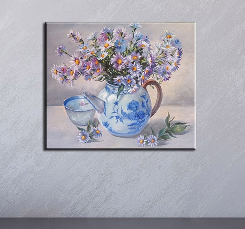 花画  花卉植物 挂画  原画  手绘  菊花  手工绘画 - 海报/装饰画/版画 - 其他材质 紫色