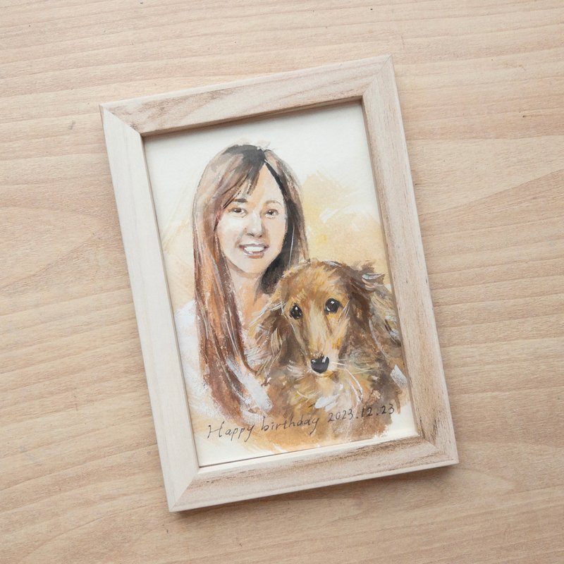 【画你与宠物】率性油画风格的肖像水彩插画 定制画像 手绘原画 - 订制画像 - 纸 