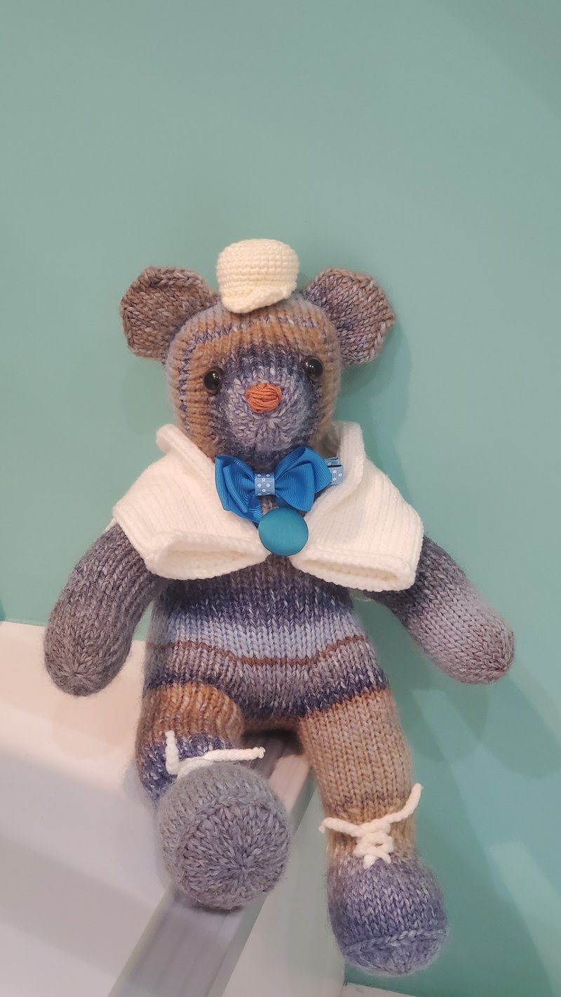 熊爱熊壮手工编织泰迪熊熊宝宝knitted teddy bearテディベア玩 - 玩偶/公仔 - 羊毛 卡其色