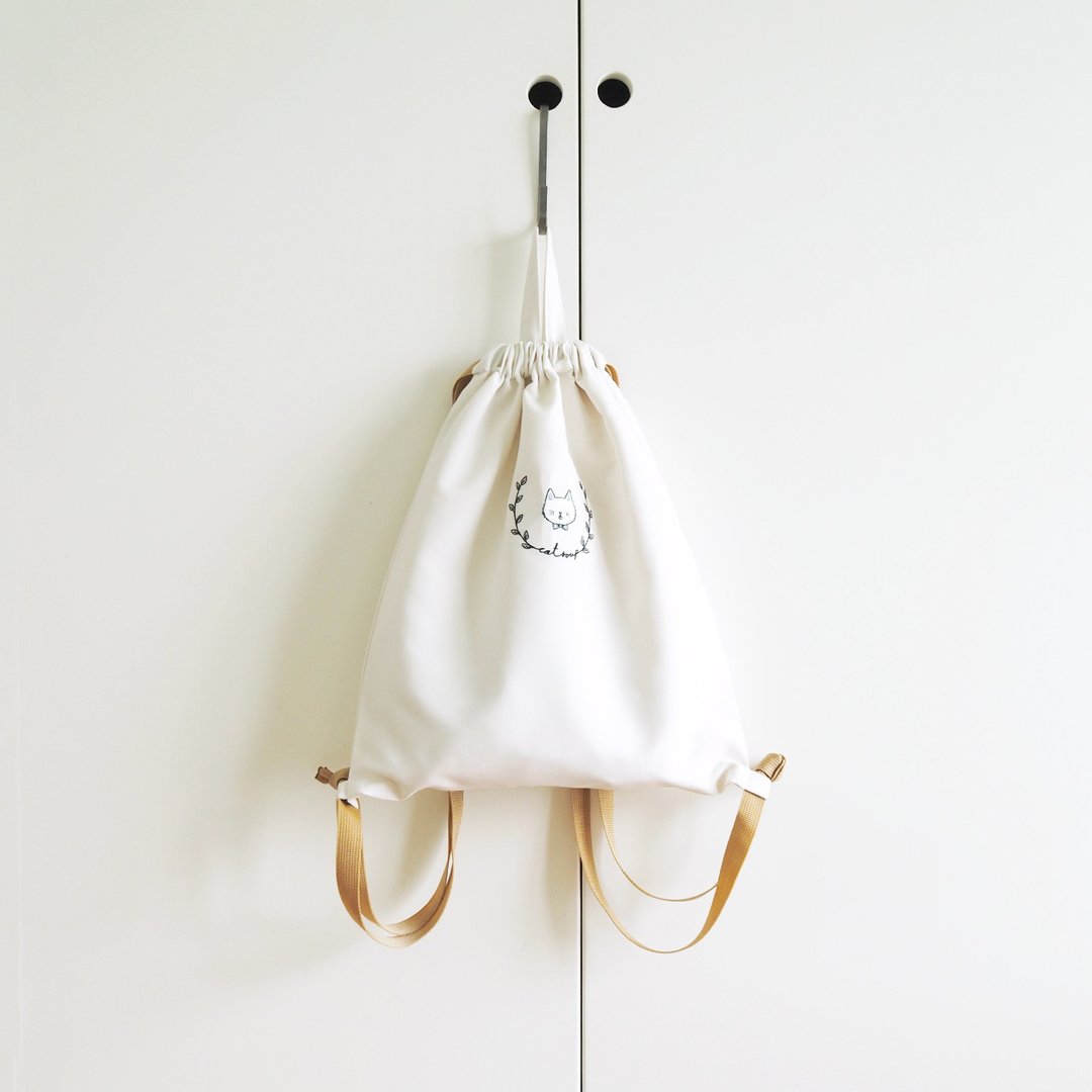 cat soup 2 way mini backpack : off-white - 后背包/双肩包 - 聚酯纤维 白色