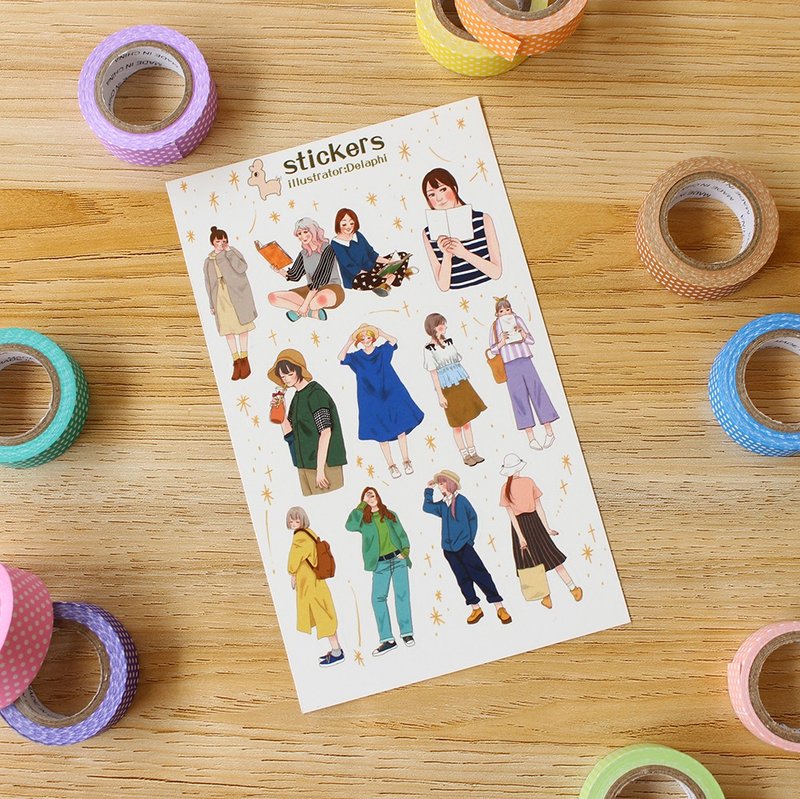 女孩日常 手帐割型贴纸2入 - 贴纸 - 纸 