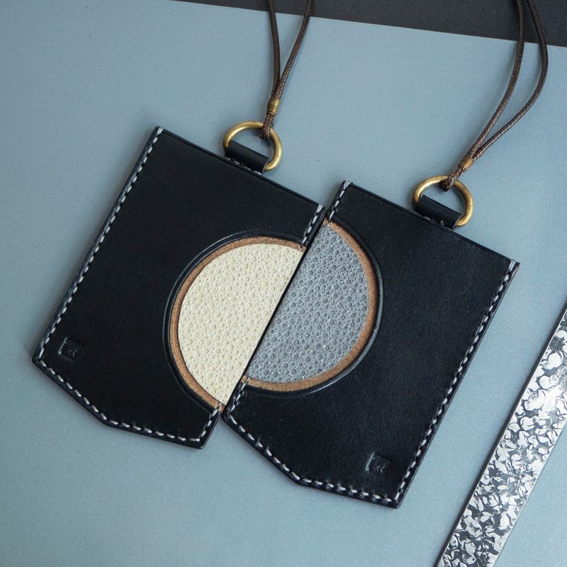 手缝手工真皮 皮革证件套一对(两枚入) - 证件套/卡套 - 真皮 黑色