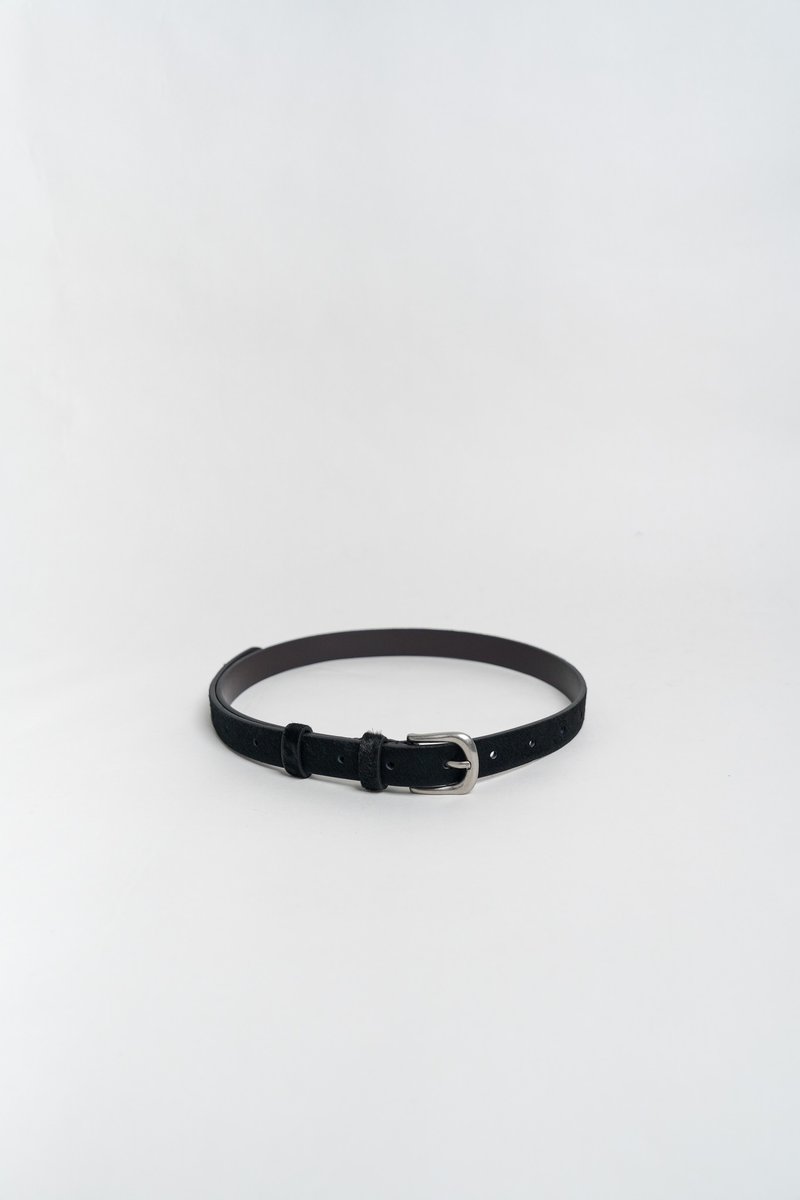 银扣马毛皮革腰带 - 黑 - 皮带/腰带 - 真皮 黑色