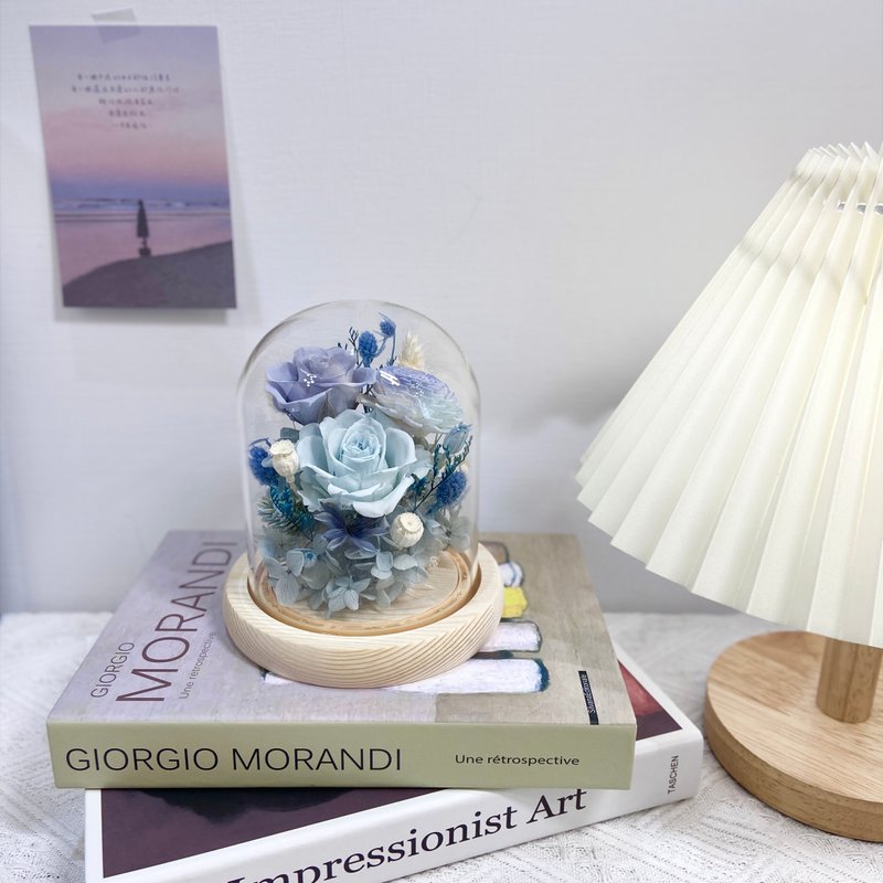 预购。纪念礼物。永生花玻璃花盅(含灯) - 干燥花/捧花 - 植物．花 粉红色