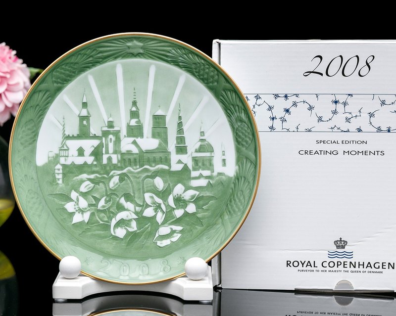 Royal Copenhagen 2008年 哥本哈根绿光圣诞盘100周年限量版 - 墙贴/壁贴 - 瓷 