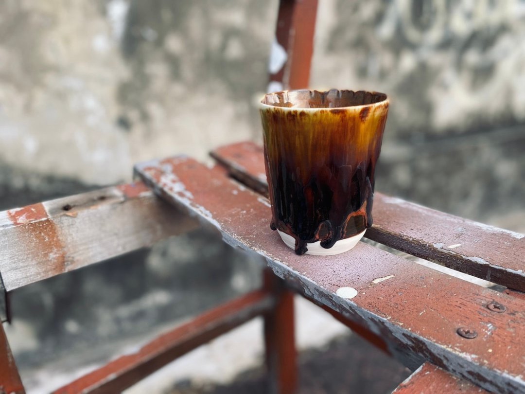 次级商品-焦糖布丁手作陶瓷杯 - 其他杯子 - 陶 多色