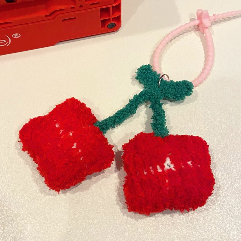 樱桃编织钥匙圈。 - 吊饰 - 其他材质 红色