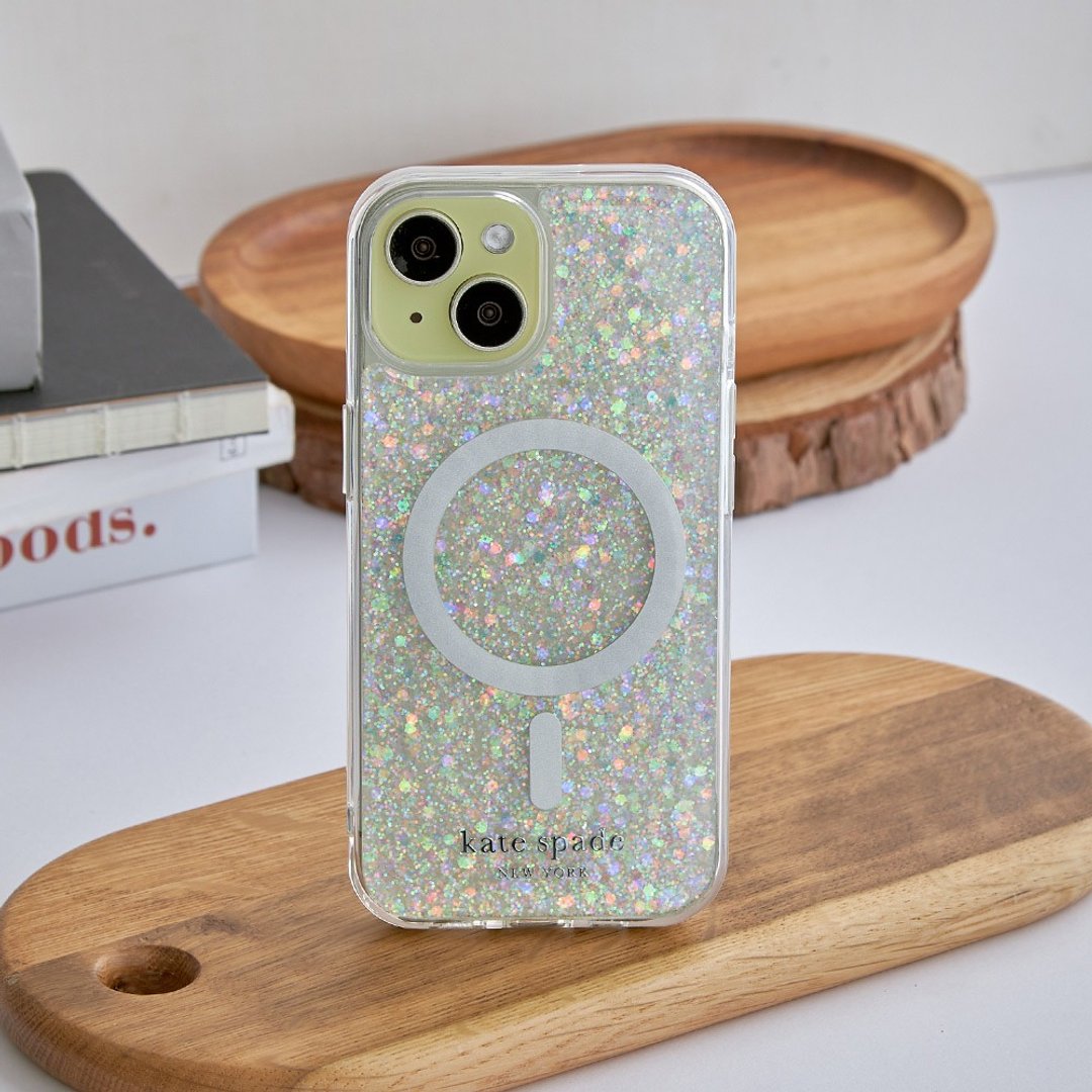 【kate spade】iPhone 15系列/16e 磁吸 精品手机壳 银河星 - 手机壳/手机套 - 塑料 白色