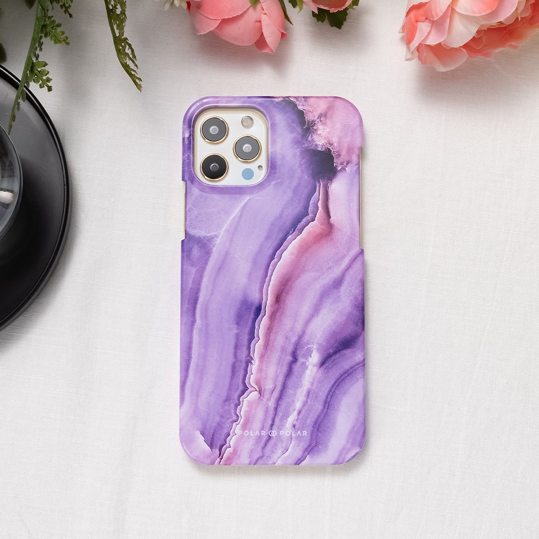 iPhone / Samsung 浪漫紫罗兰色云石纹 半包硬壳 手机壳【定制 - 手机壳/手机套 - 塑料 紫色